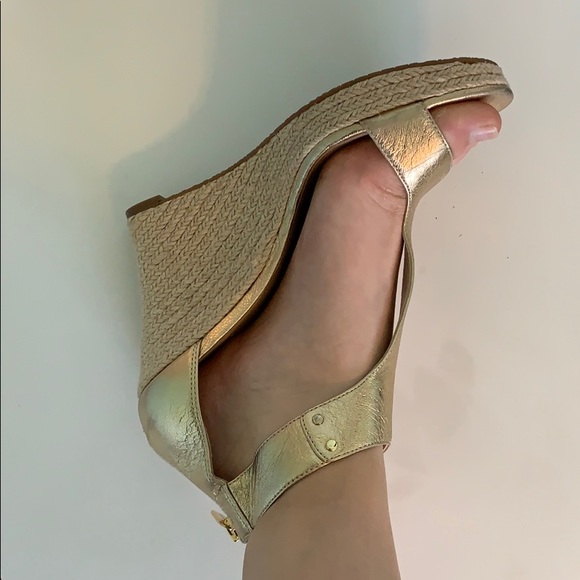 Michael Kors Gold Leather Platform Wedge - Picture 1 of 7